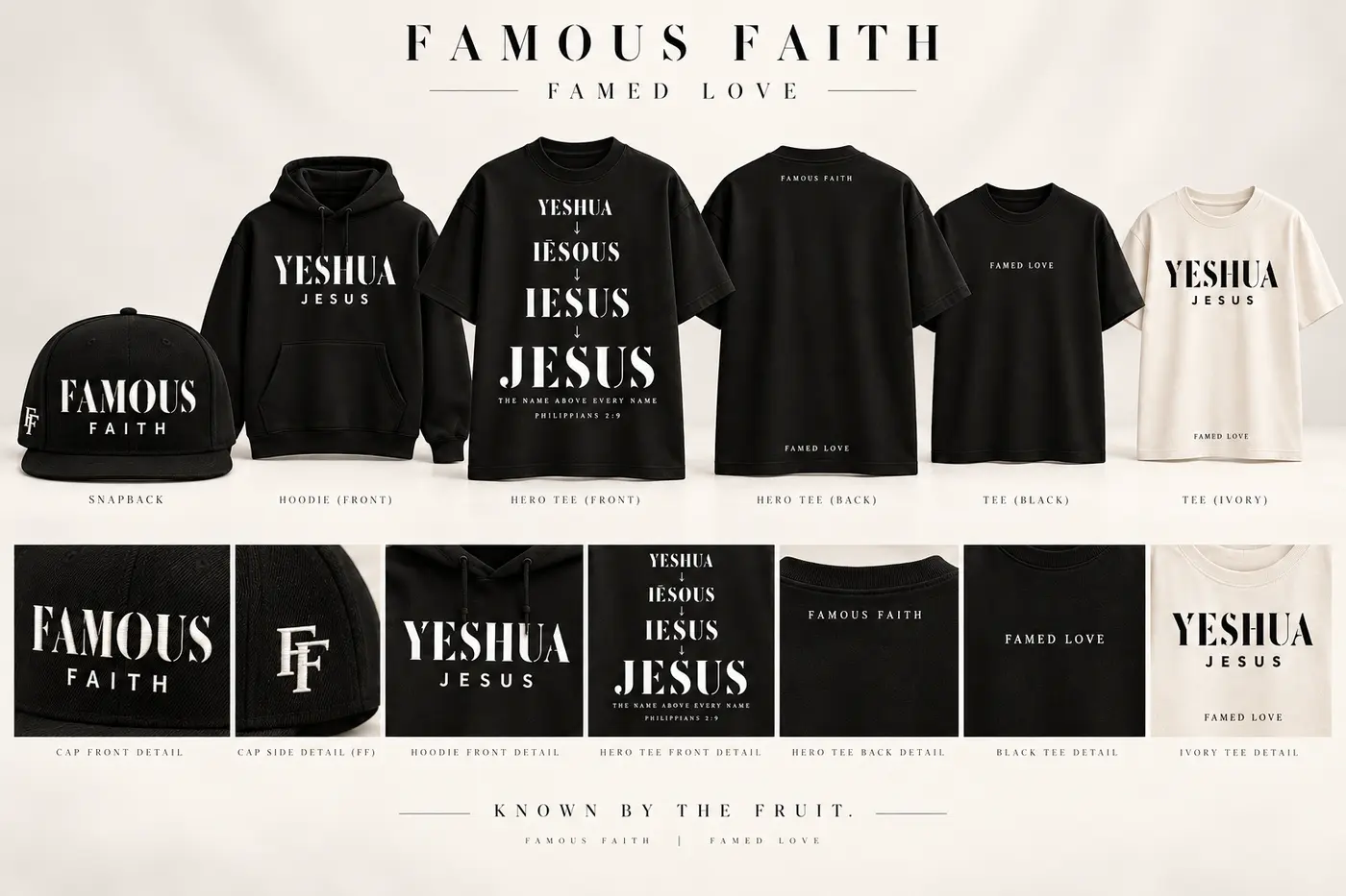 Famous Faith apparel collection centered on Yeshua and Jesus